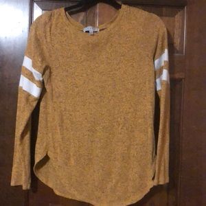 Yellow Scoop Neck Baseball Tee